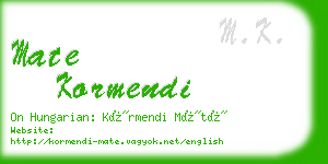 mate kormendi business card
